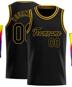 Custom Black Black-Yellow Classic Tops Casual Basketball Jersey