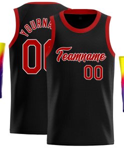 Custom Black Red-White Classic Tops Casual Basketball Jersey