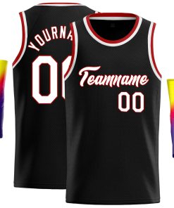 Custom Black White-Red Classic Tops Casual Basketball Jersey