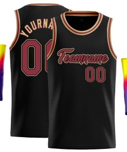 Custom Black Red-Old Gold Classic Tops Casual Basketball Jersey