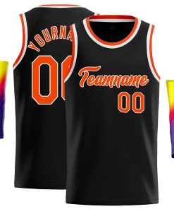 Custom Black Orange-White Classic Tops Casual Basketball Jersey