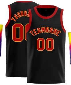 Custom Black Red-Yellow Classic Tops Casual Basketball Jersey