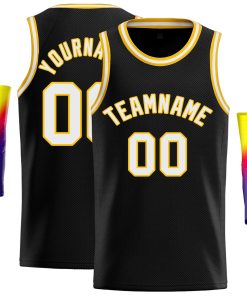 Custom Black White-Yellow Classic Tops Casual Basketball Jersey