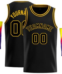 Custom Black Black-Yellow Classic Tops Casual Basketball Jersey
