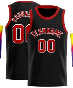 Custom Black Red-White Classic Tops Casual Basketball Jersey