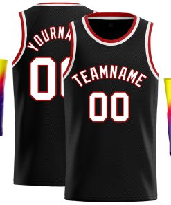 Custom Black White-Red Classic Tops Casual Basketball Jersey