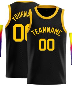 Custom Black Yellow Classic Tops Casual Basketball Jersey