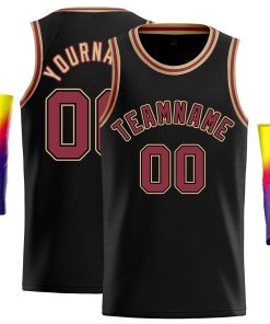 Custom Black Red-Old Gold Classic Tops Casual Basketball Jersey