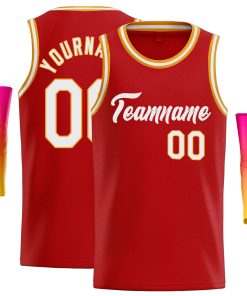 Custom Red White Classic Tops Casual Basketball Jersey
