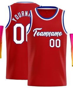 Custom Red White-Royal Classic Tops Casual Basketball Jersey