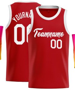 Custom Red White Classic Tops Casual Basketball Jersey