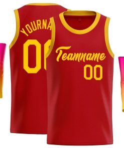 Custom Red Yellow Classic Tops Casual Basketball Jersey