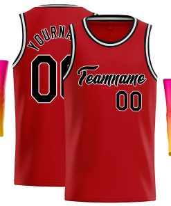 Custom Red Black-White Classic Tops Casual Basketball Jersey