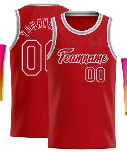 Custom Red Red-White Classic Tops Casual Basketball Jersey