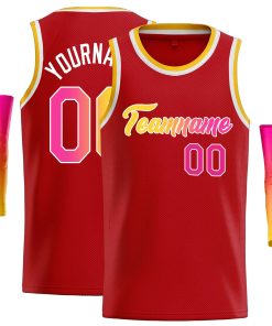 Custom Red Yellow-White Classic Tops Casual Basketball Jersey