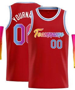 Custom Red Pink-White Classic Tops Casual Basketball Jersey