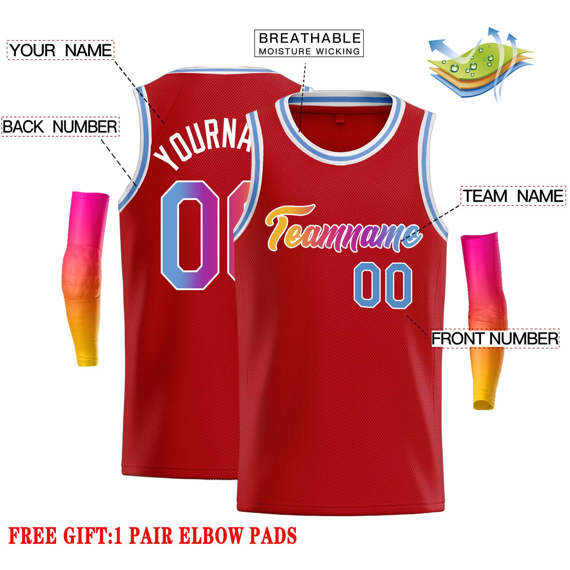 Custom Red Pink-White Classic Tops Casual Basketball Jersey - Image 2