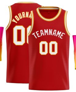 Custom Red White Classic Tops Casual Basketball Jersey