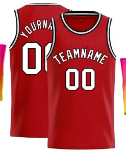Custom Red White-Black Classic Tops Casual Basketball Jersey