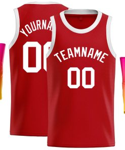 Custom Red White Classic Tops Casual Basketball Jersey
