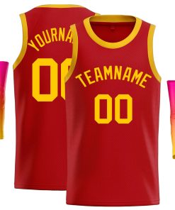 Custom Red Yellow Classic Tops Casual Basketball Jersey