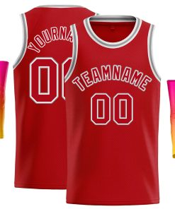 Custom Red Red-White Classic Tops Casual Basketball Jersey