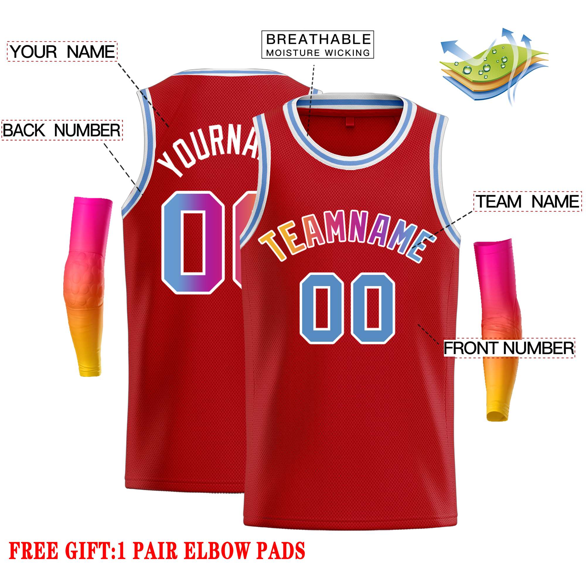 Custom Red Pink-White Classic Tops Casual Basketball Jersey - Image 2