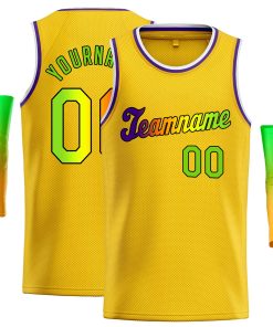 Custom Yellow Green-Black Classic Tops Casual Basketball Jersey