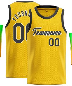Custom Yellow Black-White Classic Tops Casual Basketball Jersey
