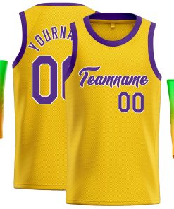 Custom Yellow Purple-White Classic Tops Casual Basketball Jersey