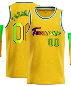 Custom Yellow Black-Black Classic Tops Casual Basketball Jersey