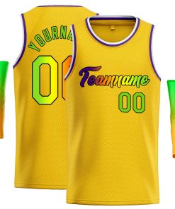 Custom Yellow Green-Black Classic Tops Casual Basketball Jersey