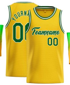 Custom Yellow Green-White Classic Tops Casual Basketball Jersey