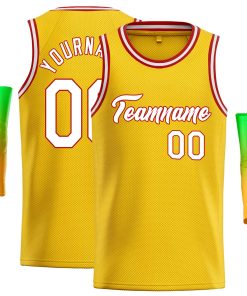Custom Yellow White-Red Classic Tops Casual Basketball Jersey