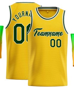 Custom Yellow Green-White Classic Tops Casual Basketball Jersey