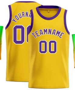 Custom Yellow Purple-White Classic Tops Casual Basketball Jersey
