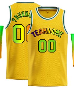 Custom Yellow Black-Black Classic Tops Casual Basketball Jersey