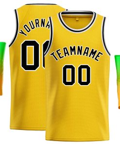 Custom Yellow Black-White Classic Tops Casual Basketball Jersey
