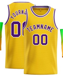 Custom Yellow Purple-White Classic Tops Casual Basketball Jersey