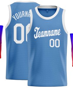 Custom Light Blue White Classic Tops Casual Basketball Jersey
