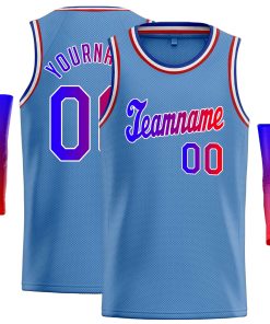 Custom Light Blue Royal-White Classic Tops Casual Basketball Jersey