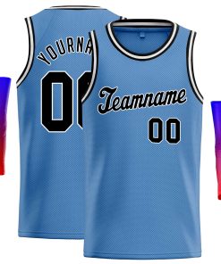 Custom Light Blue Black-White Classic Tops Casual Basketball Jersey