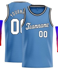 Custom Light Blue White-Black Classic Tops Casual Basketball Jersey