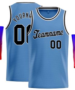 Custom Light Blue Black-White Classic Tops Casual Basketball Jersey