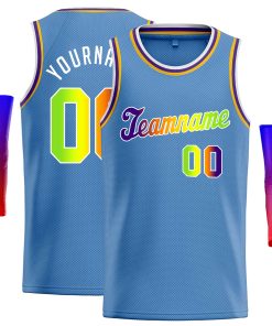 Custom Light Blue Yellow-White Classic Tops Casual Basketball Jersey