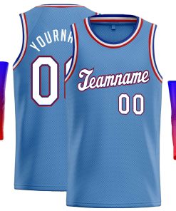 Custom Light Blue White-Royal Classic Tops Casual Basketball Jersey