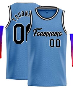 Custom Light Blue Black-White Classic Tops Casual Basketball Jersey