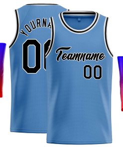 Custom Light Blue Black-White Classic Tops Casual Basketball Jersey