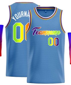 Custom Light Blue Yellow-White Classic Tops Casual Basketball Jersey