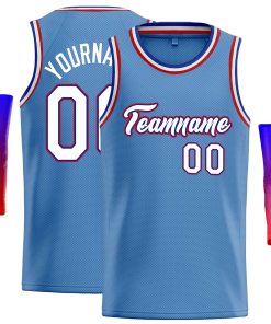 Custom Light Blue White-Royal Classic Tops Casual Basketball Jersey